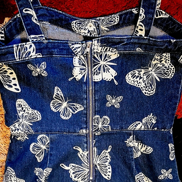 NWT   Denim with White Butterflies Dress - Picture 4 of 13